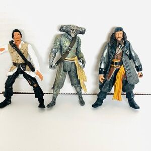 Disney Pirates Of The Caribbean Figures Lot(3) Will Captain Barbossa Maccus Read